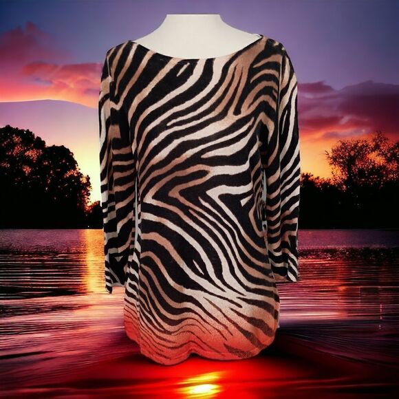 Lauren Ralph Lauren Linen Blend Tunic PL Zebra Sweater Lightweight Animal Print. - Picture 14 of 15